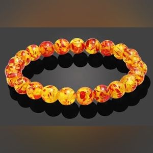 Red and yellow chameleon beaded bracelet unisex